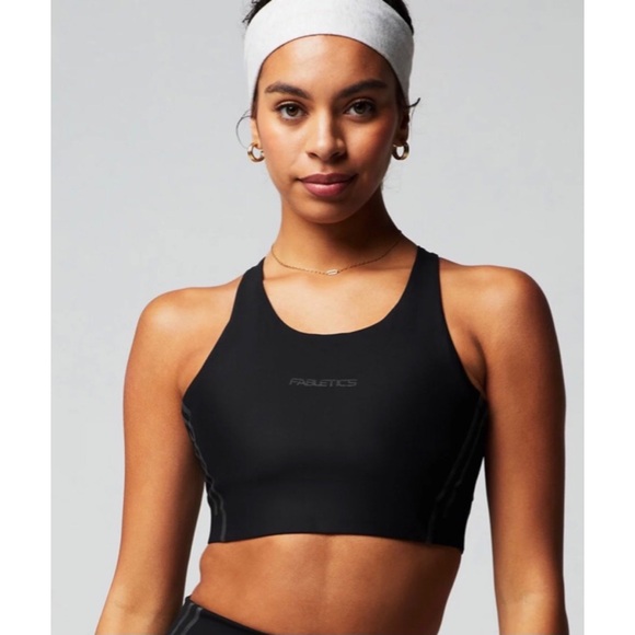Fabletics No Bounce High Impact Sports Bra Black Reflective - Picture 1 of 5